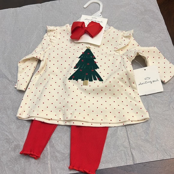 Starting Out Christmas Tree Long Sleeve Top & Ruffle Hem Leggings Set - Picture 4 of 9